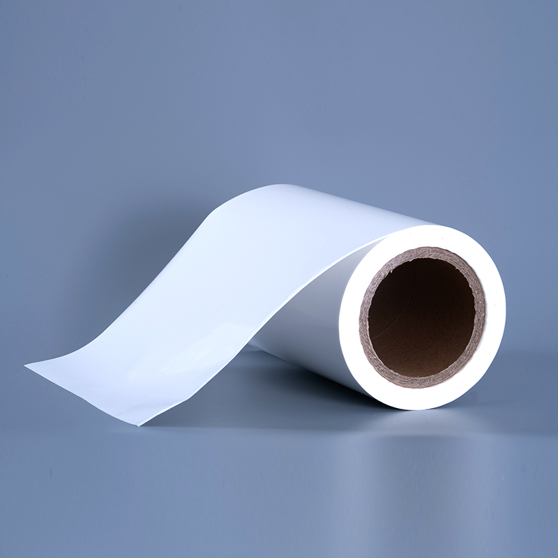 Materiales de etiquetas de película de vinilo PET brillante de 25mic con rollo gigante de adhesivo acrílico para impresión de inyección de tinta