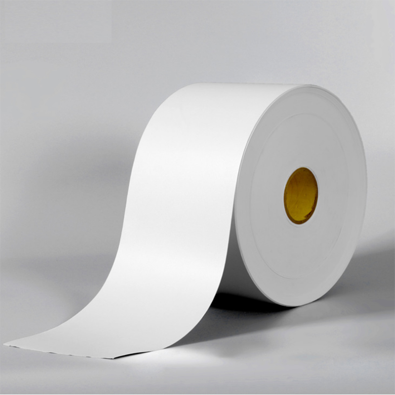 Rollo de papel sintético térmico de 75 g/m² con adhesivo congelado