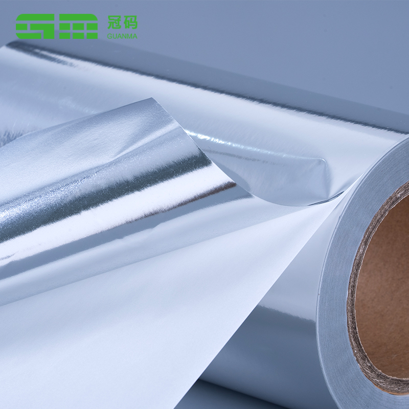 Rollo enorme de papel autoadhesivo de PP de plata brillante de 50mic con pegamento para neumáticos